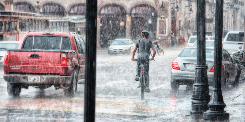 rainy day in a city